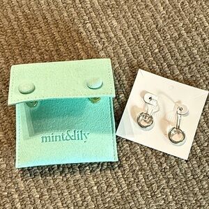 NWT Mint & Lily Silver safety pin Hoop silver Earrings